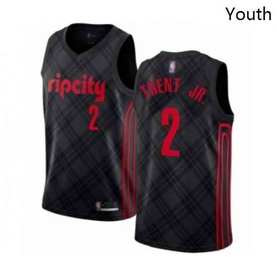 Youth Portland Trail Blazers 2 Gary Trent Jr Swingman Black Basketball Jersey City Edition